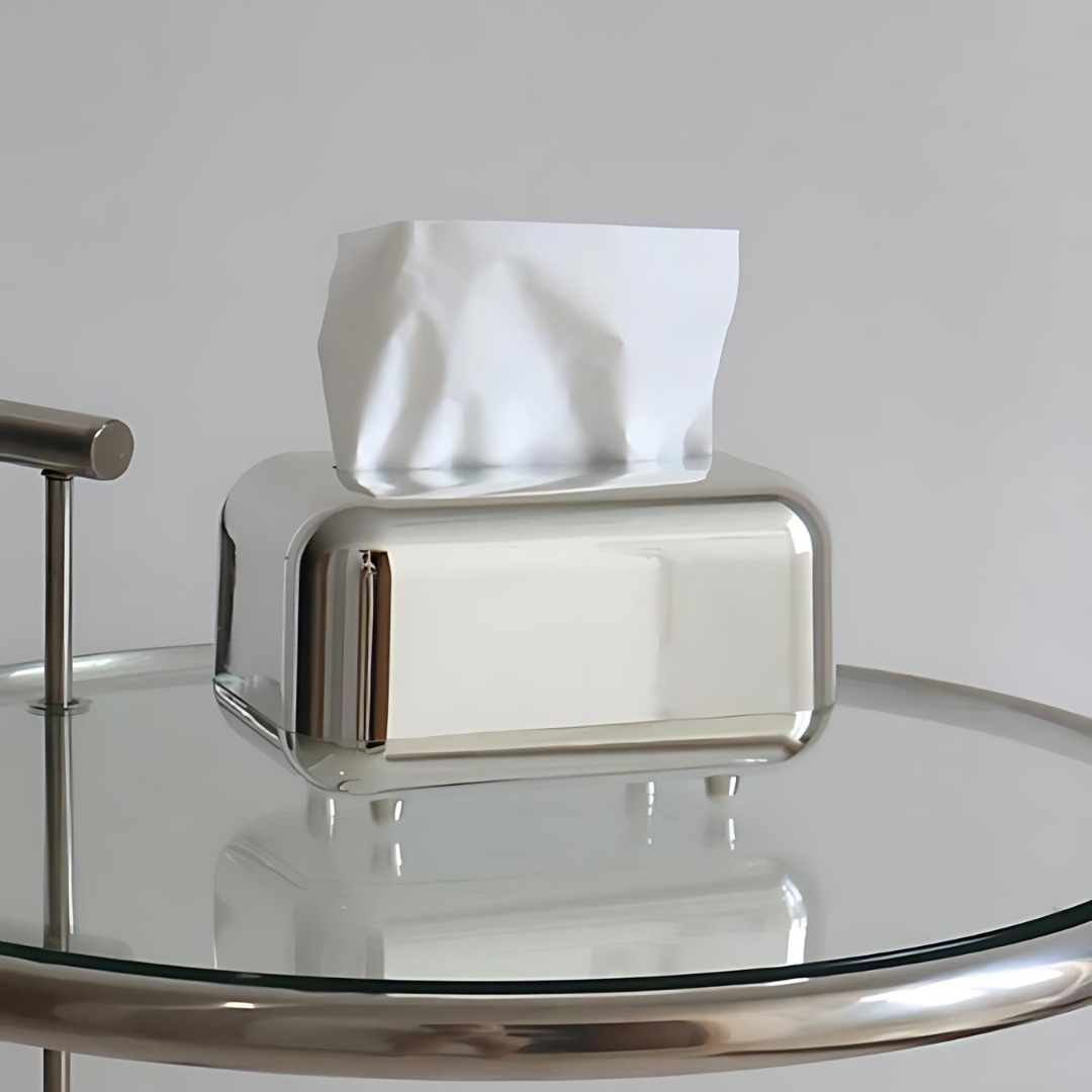 Silver Mirrored Tissue Box