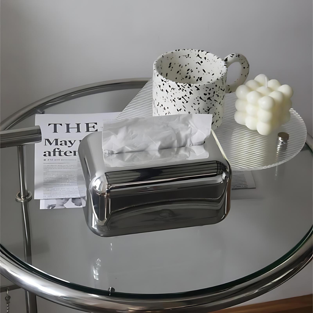 Silver Mirrored Tissue Box