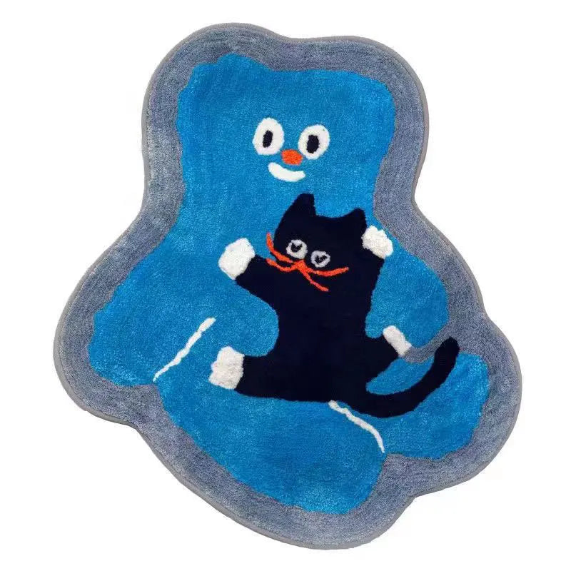 My Cat My Dog Cartoon Cute Room Living Room Bedroom Bedside Carpet Healing Line Plush Rug Cloakroom Decoration Ins Floor Mat